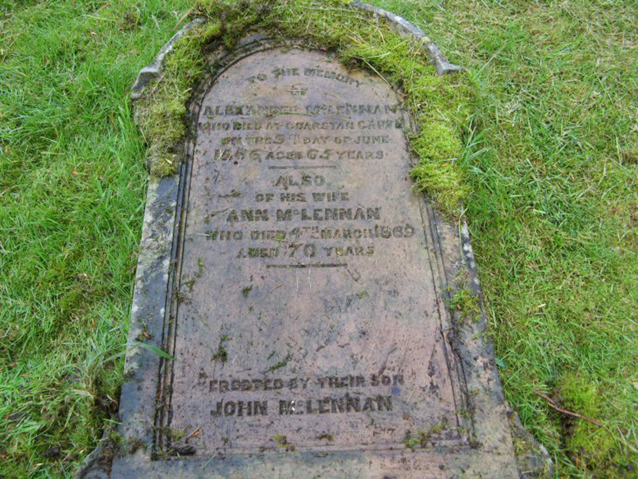 Photo of headstones/Alexander McLennan died 1866 MI Garve Old